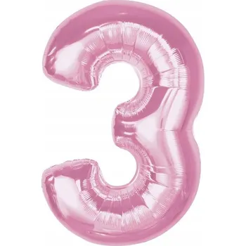 Balónek Fóliový balónek Smart, číslice 3, růžový, 92 cm