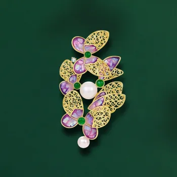 Brož Éternelle Luxusní brož s fialovými motýly Yvette B7401-XR16464(1) Fialová