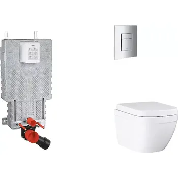 WC sada Grohe Uniset - Set předstěnové instalace, klozetu, sedátka SoftClose a tlačítka Skate Cosmopolitan, Triple Vortex, chrom SANI15BB2104