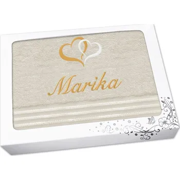 Ručník Dárkové balení osušky se jménem linie vanilka Srdíčka