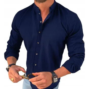 MONDOMEN pánská košile ležérní s dlouhým rukávem regular lněná velikost M