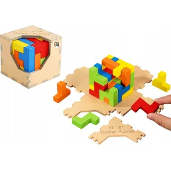 Dřevěná hračka DŘEVĚNÁ KOUZELNÁ KOSTKA LOGICKÁ SKLÁDAČKA hračka 1322