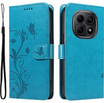 Pouzdro na mobilní telefon Flowers knížkové pouzdro na Xiaomi Poco M8 5G/Redmi Note 15 5G/Note 15 4G - modré