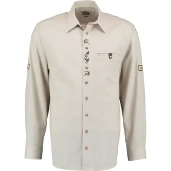 Pánská košile Orbis Trachten pánská košile béžová s výšivkou vel. 47/48