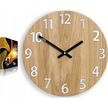 Hodiny Nástěnné hodiny dřevěné dubové akrylové Amadeusz Wood White Kulatý