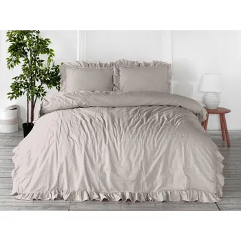 Povlečení Povlečení s volánky 160x200 + 2x70x80 Stonewashed Natural Cream Darymex