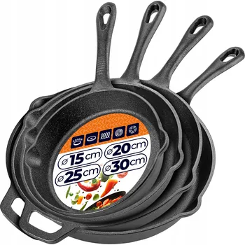 Pánev SADA LITINOVÝCH PÁNVI 4 ks LITINOVÁ PÁNEV INDUKCE PLYN GRIL OHNIŠTĚ