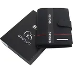 GROSSO Kožená pánská peněženka černá-červená RFID se zápinkou v