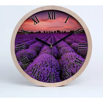 Hodiny Nástěnné kuchyňské hodiny s motivem levandule, průměr 20 cm