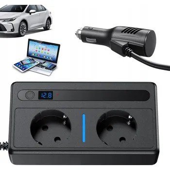 Měnič napětí AUTOMOBILOVÝ MĚNIČ NAPĚTÍ 12V DC NA 230V AC + 2 USB ZÁSUVKY