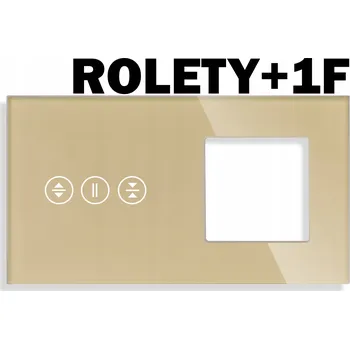vypínač SKLENĚNÝ PANEL PRO DOTYKOVÉ MODULY ROLETY/ŽALUZIE + 1 RÁMEČEK PRO MODULY - ZLATÝ