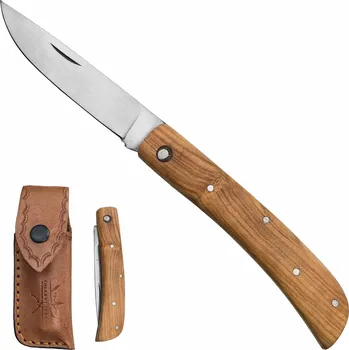 kapesní nůž PAK Zavírací nůž "SHARP OLIVE" s koženým pouzdrem