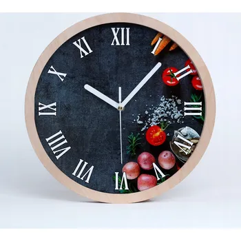Hodiny Dřevěné nástěnné hodiny velké, průměr 30 cm