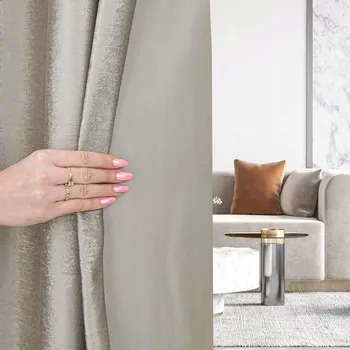 Obraz Závěsy do obýváku polozatemňovací NA PÁSCE 140x130 ŠEDOBÉŽOVÉ ELEONORA