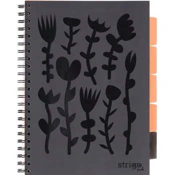 Blok STRIGO PADS Projektový Kroužkový Blok A4 Květinová čtvereček černá