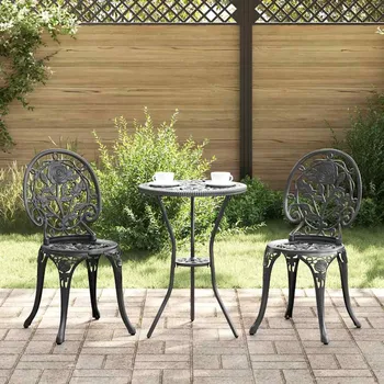 Zahradní sestava Zahradní bistro set 3 pcs Černá Hliník