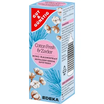 Drogerie Gut & Günstig osvěžovač vzduchu mini spray 25 ml Cotton Fresh & Zeder náplň (Dovoz: Německo)