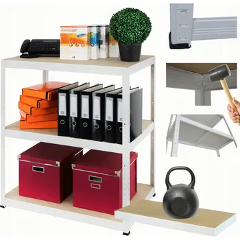 Dílenský regál Kovový regál do garáže a skladu HELIOS 106x110x35 cm, 3 police, nosnost 175 kg/police