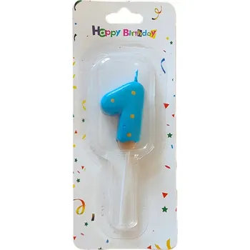 Dortová svíčka Modrá svíčka 1 číslo Číslice Elegantní dětské narozeninové koblihové svíčky