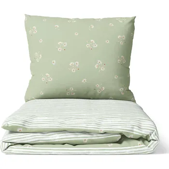 Povlečení DARRÉ Bavlněné povlečení Sedmikrásky - zelené Velikost: 140 x 200 + 70 x 90