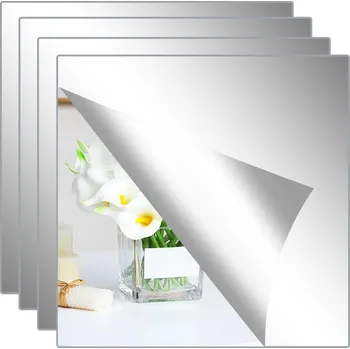 Zrcadlo SAMOLEPICÍ FÓLIE ZRCADLOVÁ ELASTICKÁ ZRCADLO DEKORAČNÍ 30*30CM 4KS