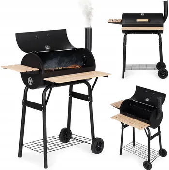 Zahradní gril VELKÝ ZAHRADNÍ GRIL S TEPLOMĚREM, KOMÍNEM, 3 POLICEMI A KOLEČKY MULTIGARDEN