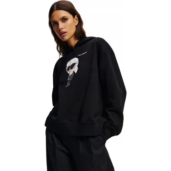 Dámská mikina KARL LAGERFELD Černá dámská mikina s kapucí Ikon Aquarelle K M