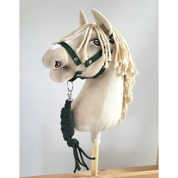 Hobby horsing Sada pro Hobby Horse: ohlávka A3 + vodítko z provazu - lahvově zeleň