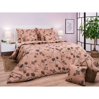 Povlečení Krepové povlečení KOMFORT Klaudie světle hnědá 2x 70x90, 220x200