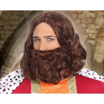 Karnevalová paruka Paruka s vousy C/C. PELUCA Shine Inline Král Hnědá