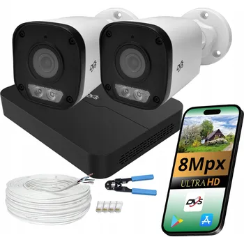 IP kamera Domácí monitorovací systém 2 kamery 8Mpx 4K IP PoE DVS Dual Light LED trubicové
