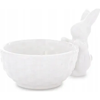 Dekorativní miska, bílá miska s zajíčkem, salátová mísa, salát