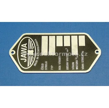 Štítek typový JAWA Pionýr