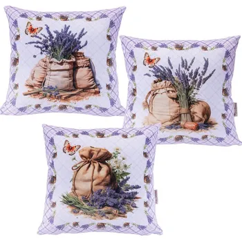Bytový textil Sada 3 ks povlaků na polštářky LEVANDULE 45 x 45 cm