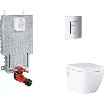 WC sada Grohe Uniset - Set předstěnové instalace, klozetu, sedátka SoftClose a tlačítka Skate Cosmopolitan, chrom SANI15BB2107