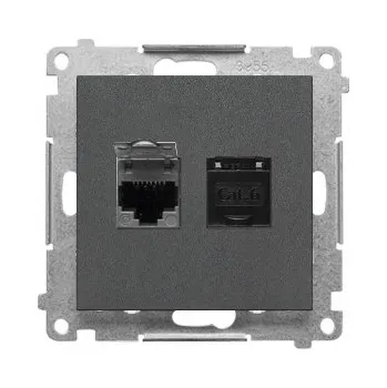 Elektrická zásuvka Internetová zásuvka nástěnná Kontakt-simon šedá