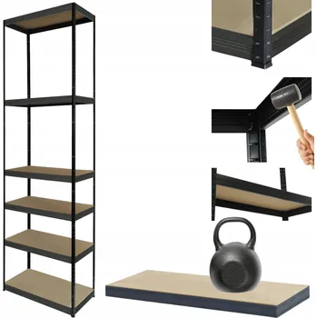 Dílenský regál Kovový regál PREMIUM BLACK stojan HELIOS 213x50x50cm 6 polic x 175kg 300 TISÍC ZÁRUKA