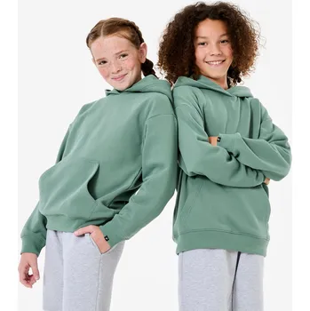 Dámská mikina DECATHLON Dětská oversize mikina s kapucí 8 LET ZELENÁ