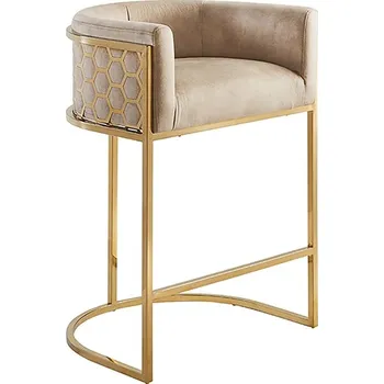 Barová židle Designová Art-Deco barová židle Enna Gold béžová