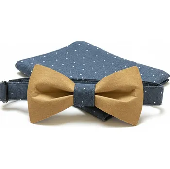 Motýlek Pánský motýlek Eman s kapesníčkem do saka , hněda SAHARA 5001