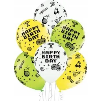 Balónek Balónky Happy Birthday Game Herní konzole 30 cm, 6 ks