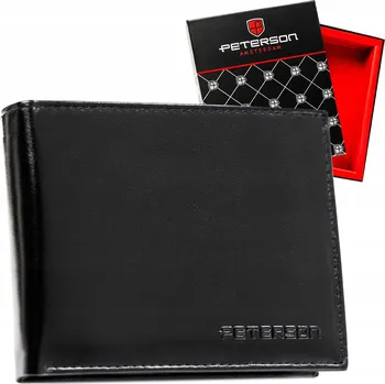 Peněženka Pánská peněženka Peterson černá kožená velká RFID 10 přihrádek horizontální