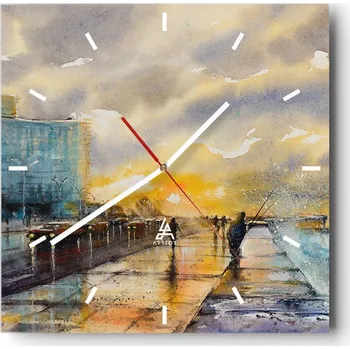 Hodiny Nástěnné hodiny do kuchyně 30x30 Krajina Stylové hodiny na skle Loft Tiché