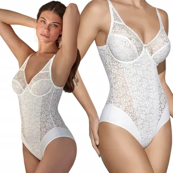 Body Dámské korzetové body s krajkou, zeštíhlující, bílé, s kosticemi 70C