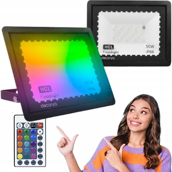 Barevný LED halogenový reflektor RGB voděodolný IP65 50W dálkový ovladač
