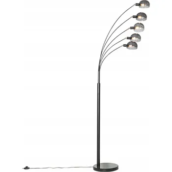 Stojací lampa Designová stojací lampa černá s kouřovým sklem, 5 žárovek - Sixties