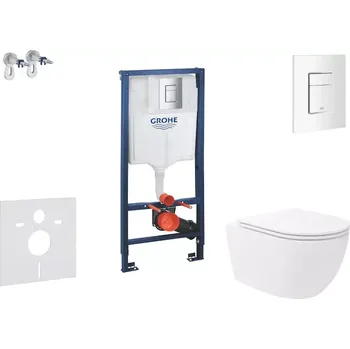 WC sada Grohe Rapid SL - Set předstěnové instalace, klozetu Oudee Vortex a sedátka softclose, tlačítko Skate Cosmopolitan, alpská bílá SANI11BA3110