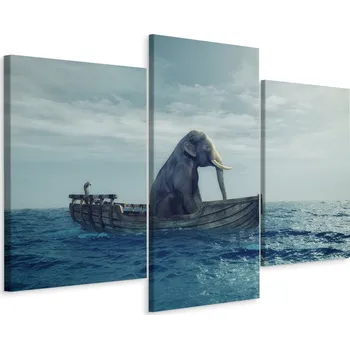 Obraz Obraz Tryptych SLON Loď Moře Krajina 3D 90x60