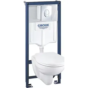 WC sada Grohe Solido - Set předstěnové instalace, klozetu a sedátka, softclose, tlačítko Skate Air, chrom 39192000