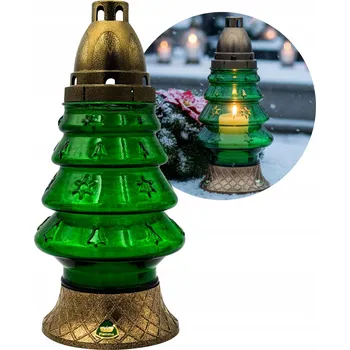 Svíčka Hřbitovní Svíčka Vánoční stromek Zelená Lampion Vánoční skleněná 27 cm